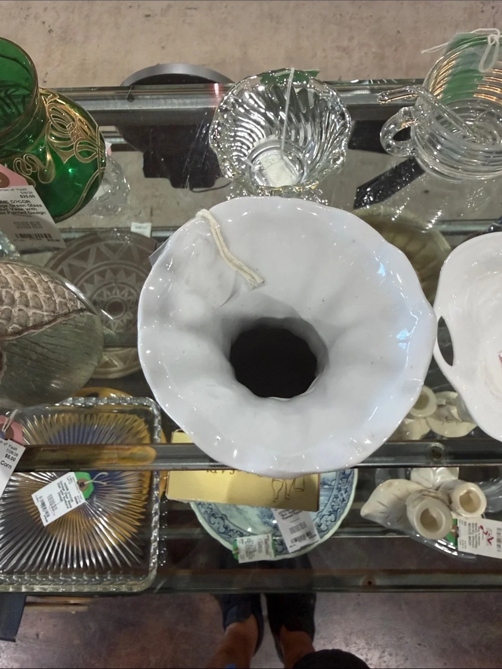White Ceramic Bud Vase with Pink Rose Accent